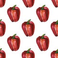 Watercolor Red chilli pepper. Mexican food. Seamless pattern Royalty Free Stock Photo