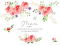 Watercolor Red floral flower composition wedding Royalty Free Stock Photo