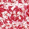 Watercolor red grapes leaves. Leaf plant botanical garden floral foliage. Seamless background pattern. Royalty Free Stock Photo