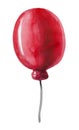 Watercolor red helium balloon on a birthday or a party