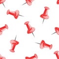 Watercolor red pins seamless pattern on white background Royalty Free Stock Photo