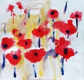 Watercolor red poppy flowers painting Royalty Free Stock Photo