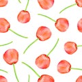 Watercolor red Poppy seamless pattern. Hand drawn botanical Papaver flower illustration isolated on white background. Bright field Royalty Free Stock Photo