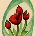 Watercolor red tulip flowers Royalty Free Stock Photo