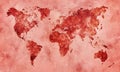 Watercolor Red World Map Royalty Free Stock Photo