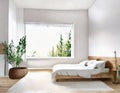 Watercolor of Render of urban bedroom with contemporary in Scandinavian on a spring