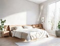 Watercolor of Render of urban bedroom with contemporary in Scandinavian on a spring