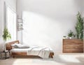 Watercolor of Render of urban bedroom with contemporary in Scandinavian on a spring