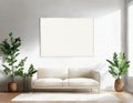 Watercolor of rendered blank poster on hip living room