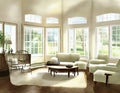 Watercolor of rendered living room with a home