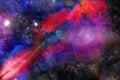 Watercolor res blue black purple orange deep space with stars