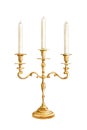 Watercolor retro three candles in yellow candlestick