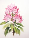 Watercolor Rhododendron Protistum on White Background AI Generated