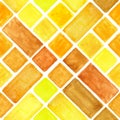Watercolor rhombus geometric seamless pattern.Yellow, Brown Royalty Free Stock Photo