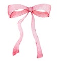 Watercolor ribbon banner and bow for your greeting and logo text