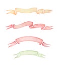 Watercolor Ribbon Banners ÃÂ¡lipart, Hand Drawn Watercolor Banner