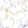 Watercolor ribbon bow pattern