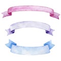 Watercolor ribbons set. Royalty Free Stock Photo