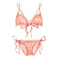 Watercolor romantic woman lingerie lace underwear illustration