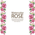 Watercolor rose vertical border frame