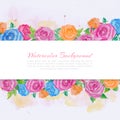 Watercolor roses background. Watercolor hand draw roses illustration, card, wedding invitation Royalty Free Stock Photo