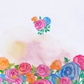 Watercolor roses background. Watercolor hand draw roses illustration, card, wedding invitation Royalty Free Stock Photo