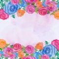 Watercolor roses background. Watercolor hand draw roses illustration, card, wedding invitation Royalty Free Stock Photo