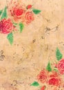 Watercolor roses with music notes Royalty Free Stock Photo