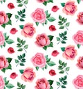 Watercolor roses pattern seamless