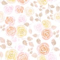 Watercolor roses in warm colors Seamless floral watercolor background