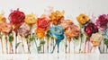 watercolor roses on a white background, background generated by artificial intelligence Royalty Free Stock Photo