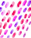 Watercolor rows drawn with a brush consisting of watercolor strokes in shades of trendy bright colors on a white background Royalty Free Stock Photo