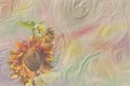 Watercolor ruffled paper with a brown sunflower Royalty Free Stock Photo