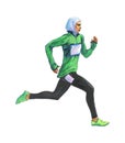 Watercolor running athletic Arabian woman on white background.