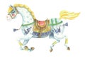 Watercolor Running Yellow Horse