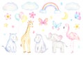 Watercolor Safari Animals Set