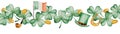 Watercolor Saint Patrick`s Day banner. Clover ornament. For design, print or background