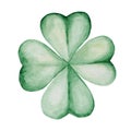 Watercolor Saint Patrick`s Day illustration. Clover ornament. For design, print or background