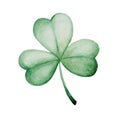 Watercolor Saint Patrick`s Day illustration. Clover ornament. For design, print or background