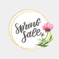 Watercolor sale banner background template with beautiful flowers. Element invitation card Decoration. vector art and illustration Royalty Free Stock Photo