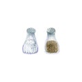 Watercolor salt and pepper shaker. Illustration isolated on white. Hand drawn spice