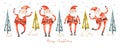 Watercolor santa claus and christmas tree set