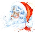 Watercolor Santa Claus. Santa Claus Christmas background. New Year background. Royalty Free Stock Photo