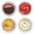 Watercolor sauces in bowls set