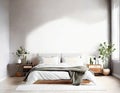 Watercolor of Scandinavian bedroom poster concept in with clean design and modern