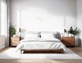 Watercolor of Scandinavian bedroom poster concept in with clean design and modern