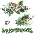 Watercolor Scandinavian Christmas Composition Set