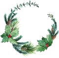 Watercolor Scandinavian Christmas Wreath