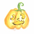 Watercolor scary pumpkin.