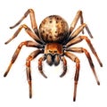 Watercolor scary spider on white background